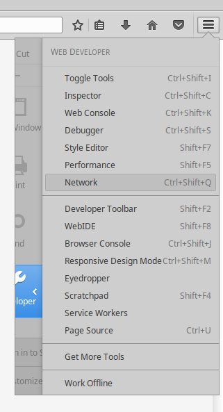 Opening developer tools