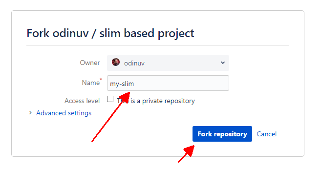 Screenshot - Fork repository - Step 3