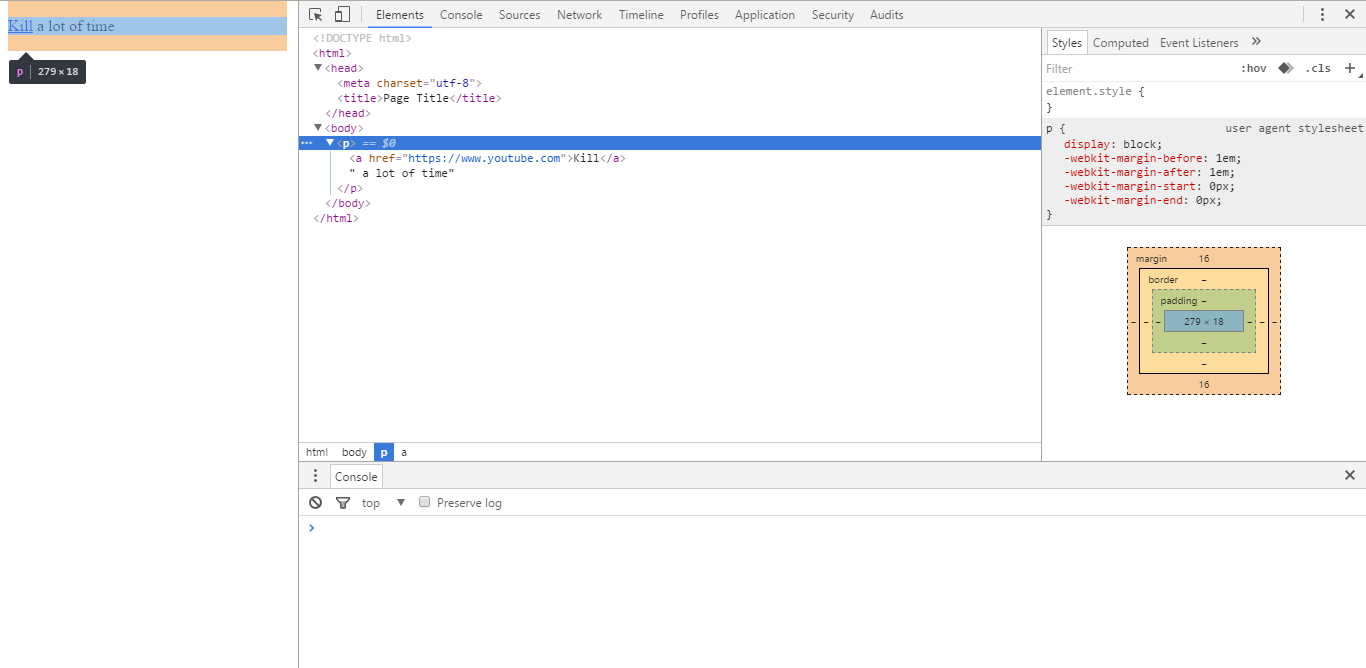 Screenshot -- HTML structure